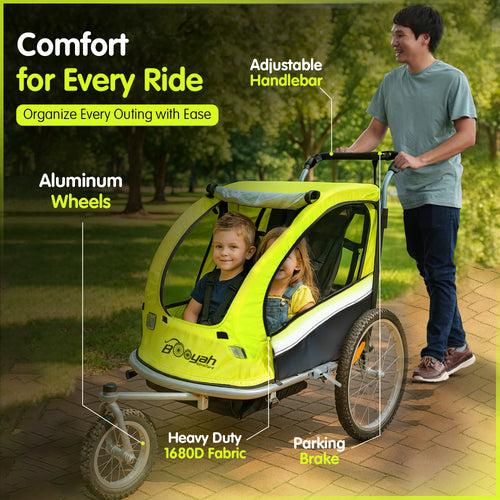 apex double stroller and bike trailer Booyah 3 in 1 Double Baby Bike Bicycle Trailer, Stroller and Jogger – Orange