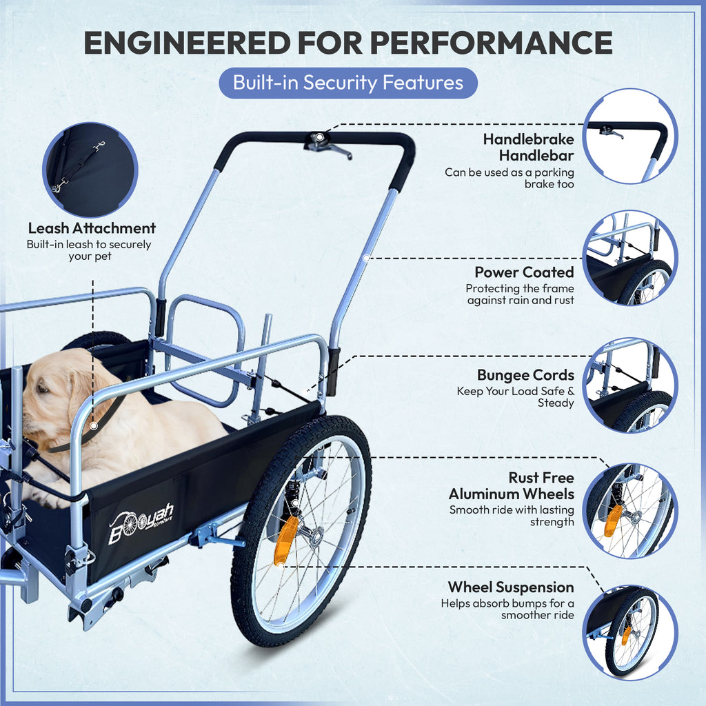Cargo Beach Cart Stroller & Bike Trailer – 3-in-1 Cargo Wagon for Beach, Sport, Camping, Shopping & Food Delivery