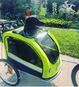 Large Pet Stroller, Trailer with Organizer and Extra Hitch - Fluorescent Green/Yellow.