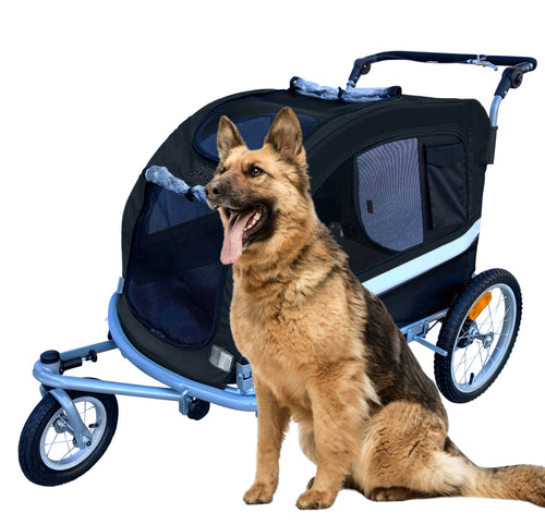 Extra Large Pet Dog Stroller and Bicycle Trailer with Suspension - Black