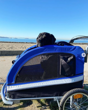 Extra Large Pet Dog Stroller and Bicycle Trailer with Suspension - Blue