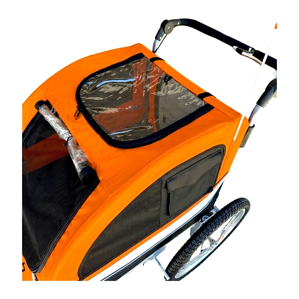 Large Pet Stroller, Bike Trailer and Jogger with Suspension - Orange