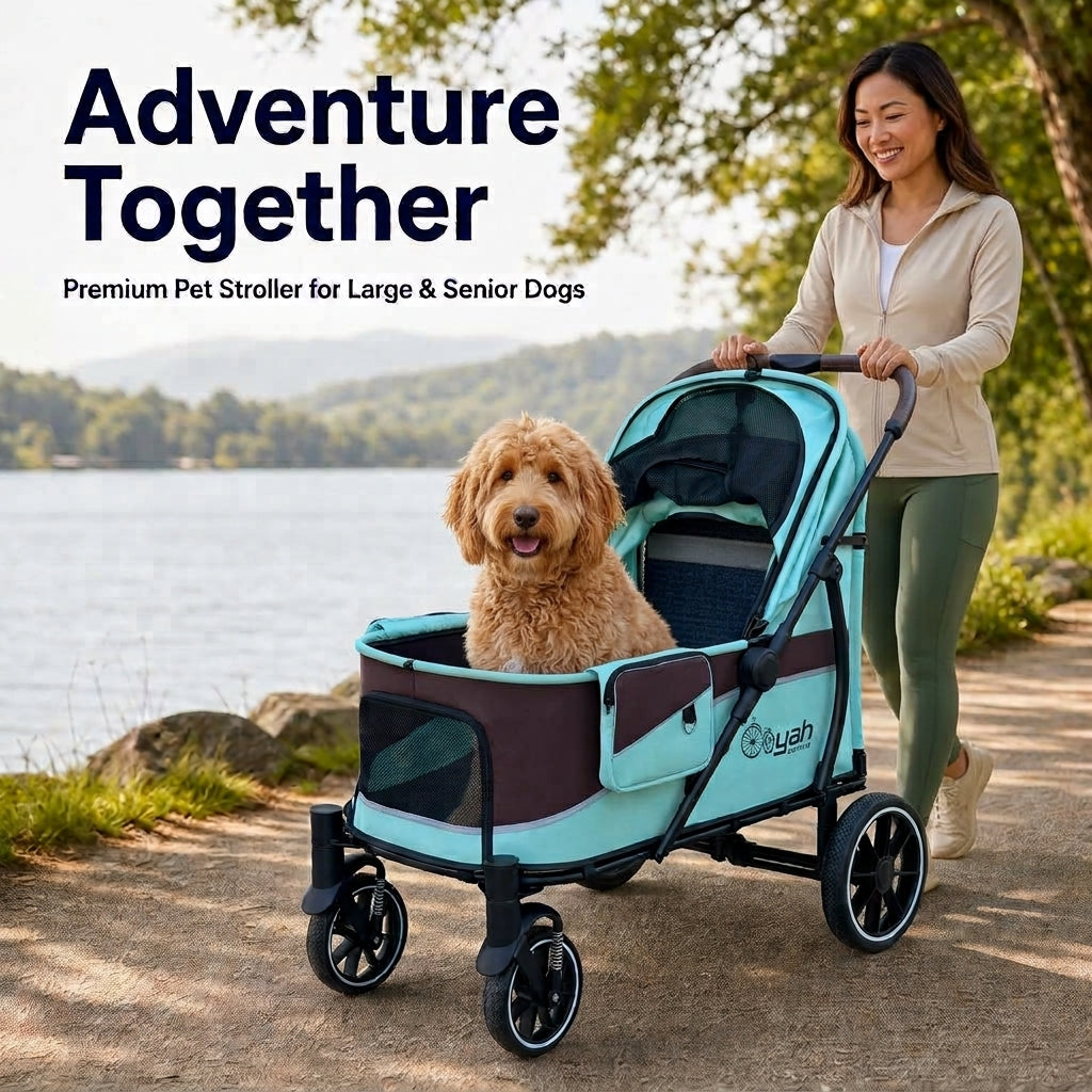 Large Pet Dog Stroller with walk up ramp and suspension.