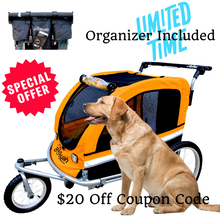 Large Pet Stroller, Bike Trailer and Jogger with Suspension - Orange