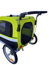 BUNDLE - Extra Large Pet Dog Stroller and Bicycle Trailer with Suspension - Fluorescent Green/Yellow.