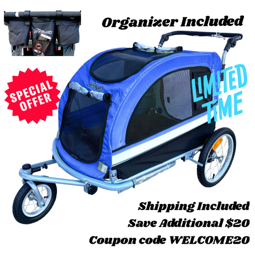 Booyah Extra Large Pet Dog Stroller and Bicycle Trailer with Suspension -