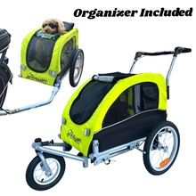 Booyah Medium Dog Stroller, Bike Trailer and Jogger Combo with Suspension - Florescent Green.