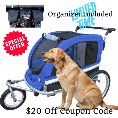 Large Pet Stroller and Trailer with Suspension - Blue.