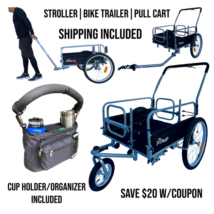 Cargo Beach Cart  Stroller Carrier Wagon and Bike Bicycle Trailer with Suspension.