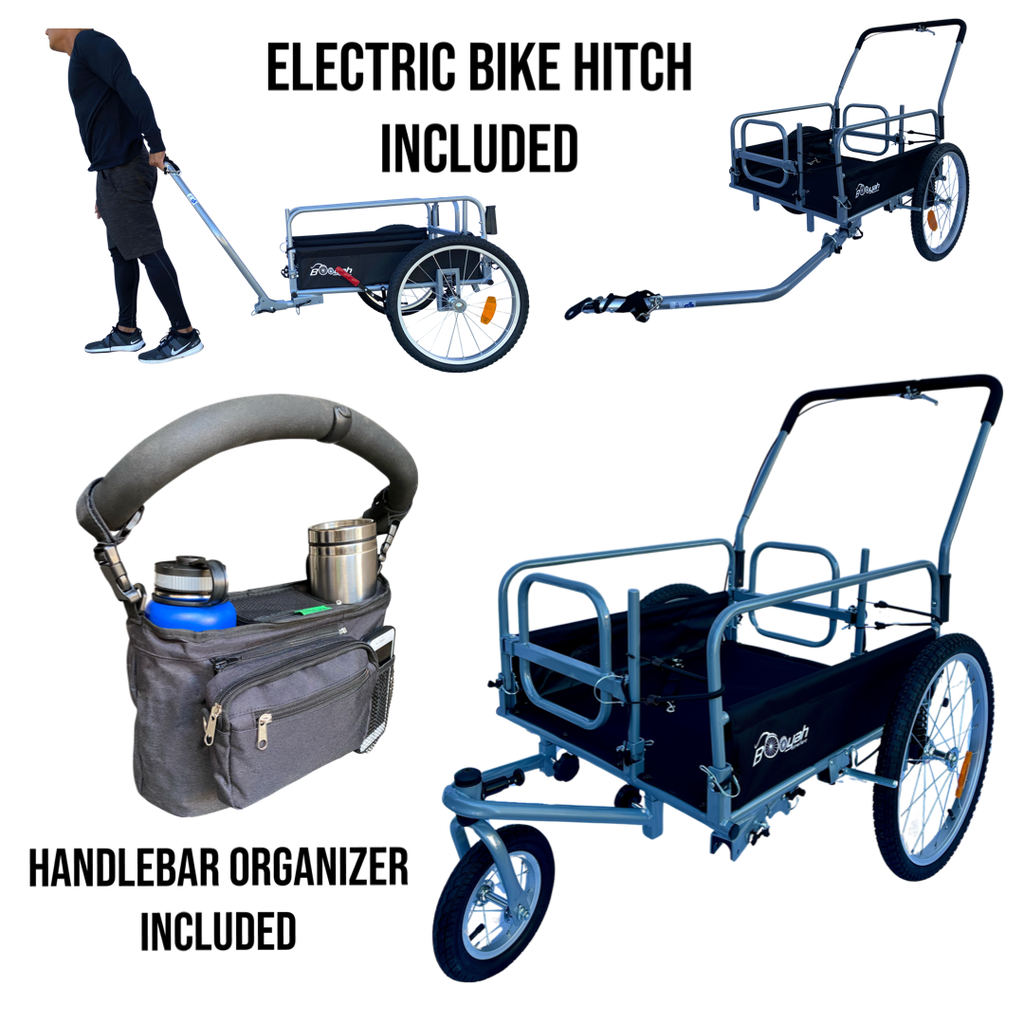 Cargo Beach Cart Stroller & Bike Trailer – 3-in-1 Cargo Wagon for Beach, Sport, Camping, Shopping & Food Delivery