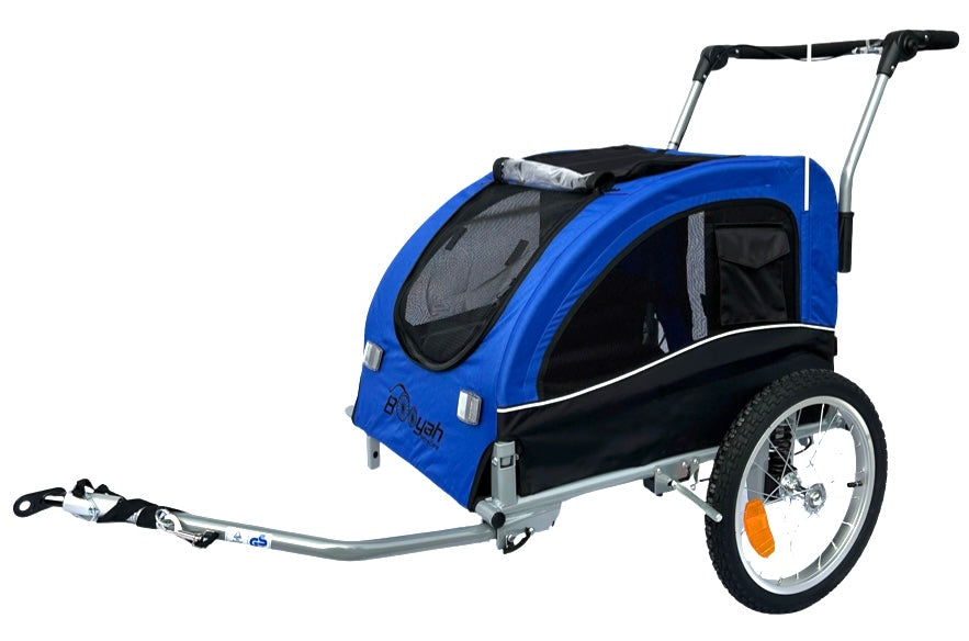 Booyah Medium Dog Stroller and Trailer Combo with Suspension - Blue.