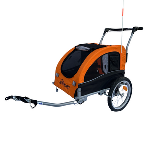 Booyah Medium Dog Stroller and Trailer Combo with Suspension - Orange