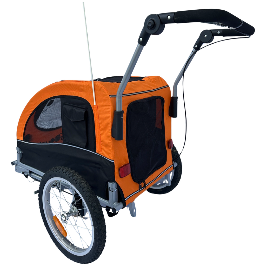 Booyah Medium Dog Stroller, Bike Trailer and Jogger Combo with Suspension - Orange