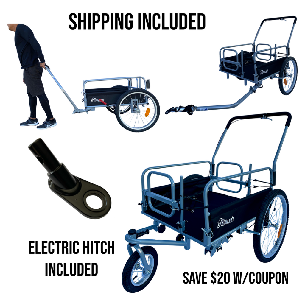 Cargo Beach Cart Stroller & Bike Trailer – 3-in-1 Cargo Wagon for Beach, Sport, Camping, Shopping & Food Delivery