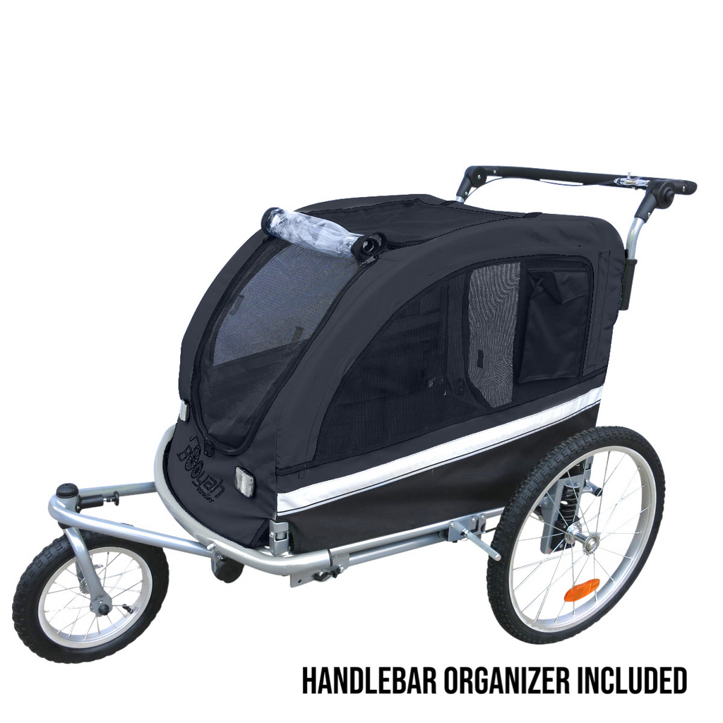 Large Pet Stroller and Trailer with Suspension - Black
