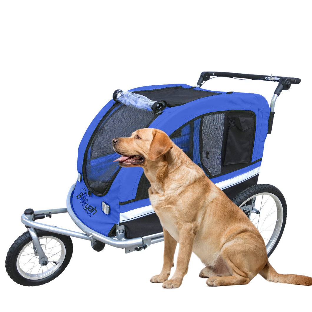 Large Pet Stroller and Trailer with Suspension - Blue.