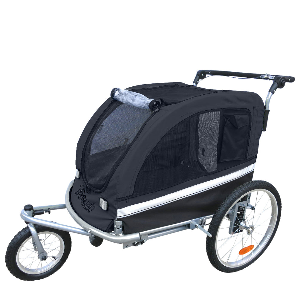 Large Pet Stroller and Trailer with Suspension - Black
