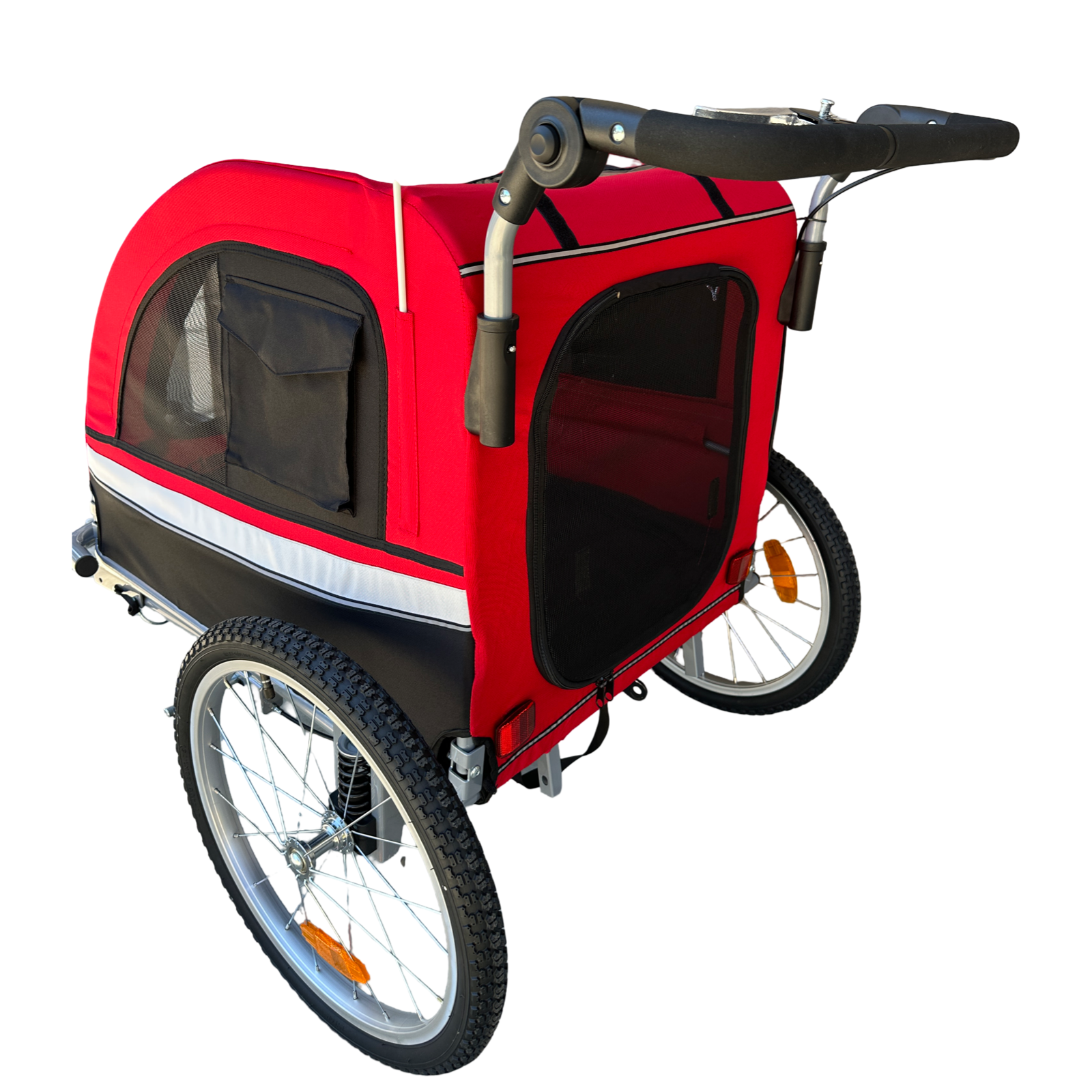 Large Pet Stroller, Jogger and Bike Trailer with Suspension - Red