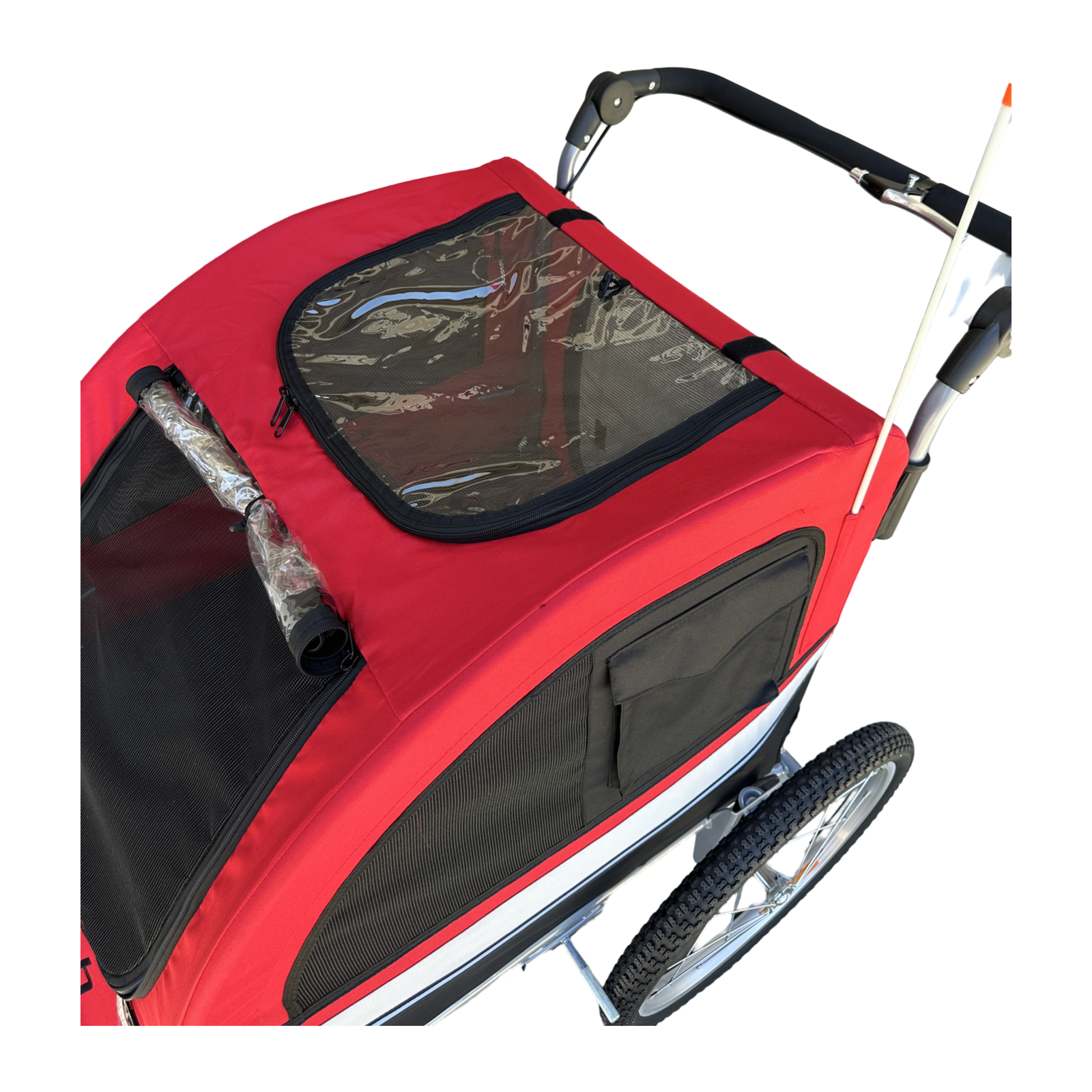 Large Pet Stroller, Jogger and Bike Trailer with Suspension - Red