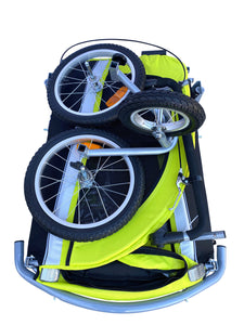 BUNDLE - Extra Large Pet Dog Stroller and Bicycle Trailer with Suspension - Fluorescent Green/Yellow.
