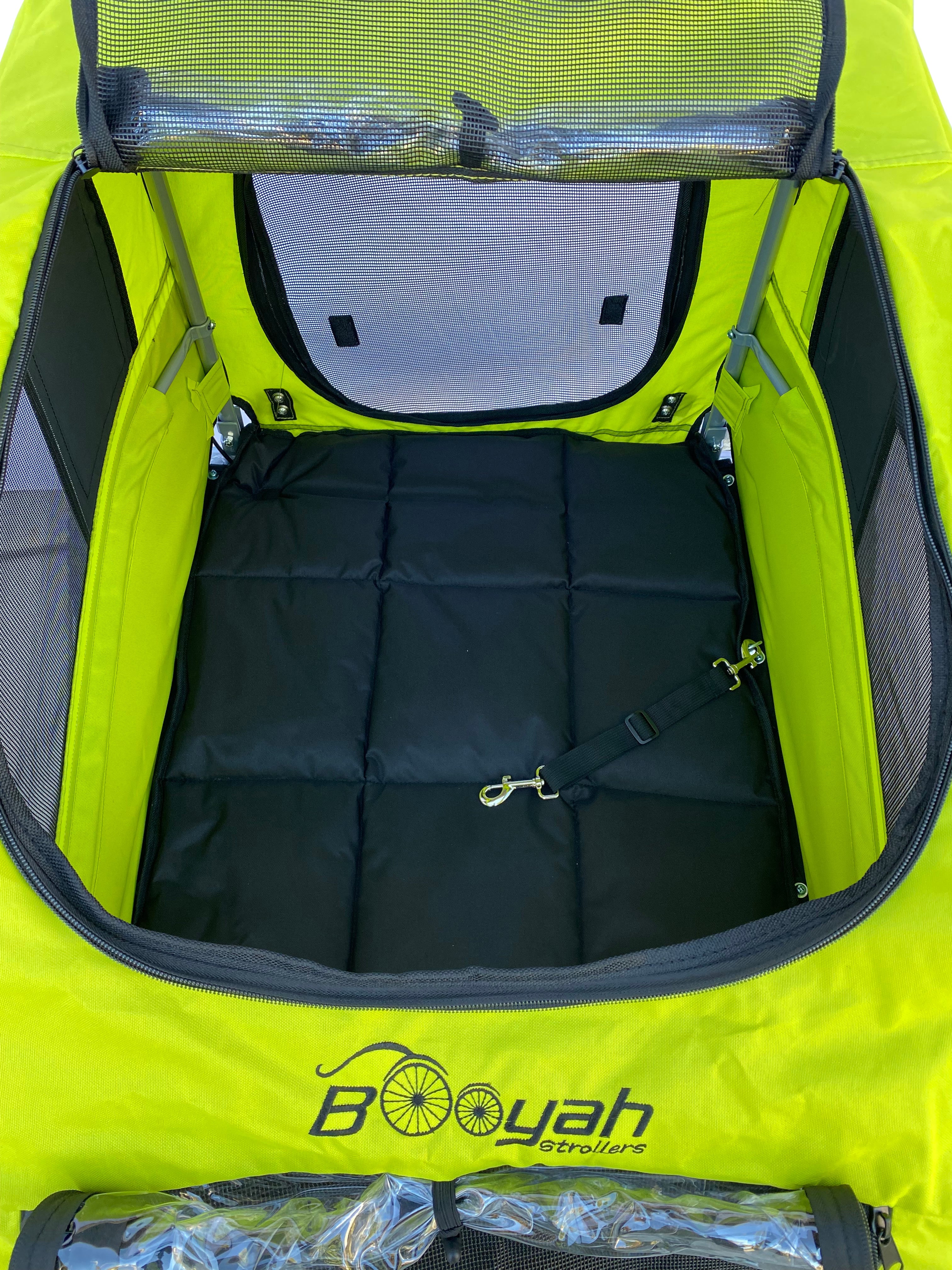 Booyah Extra Large Pet Dog Stroller Carrier and Bicycle Trailer with Suspension - Fluorescent Green