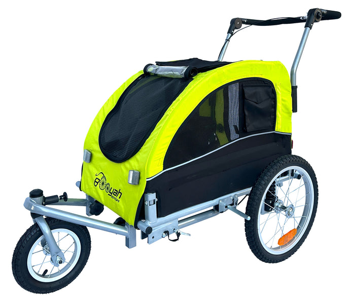 Booyah Strollers Remolque de bicicleta de bebé para niños y cochecito II  (verde)