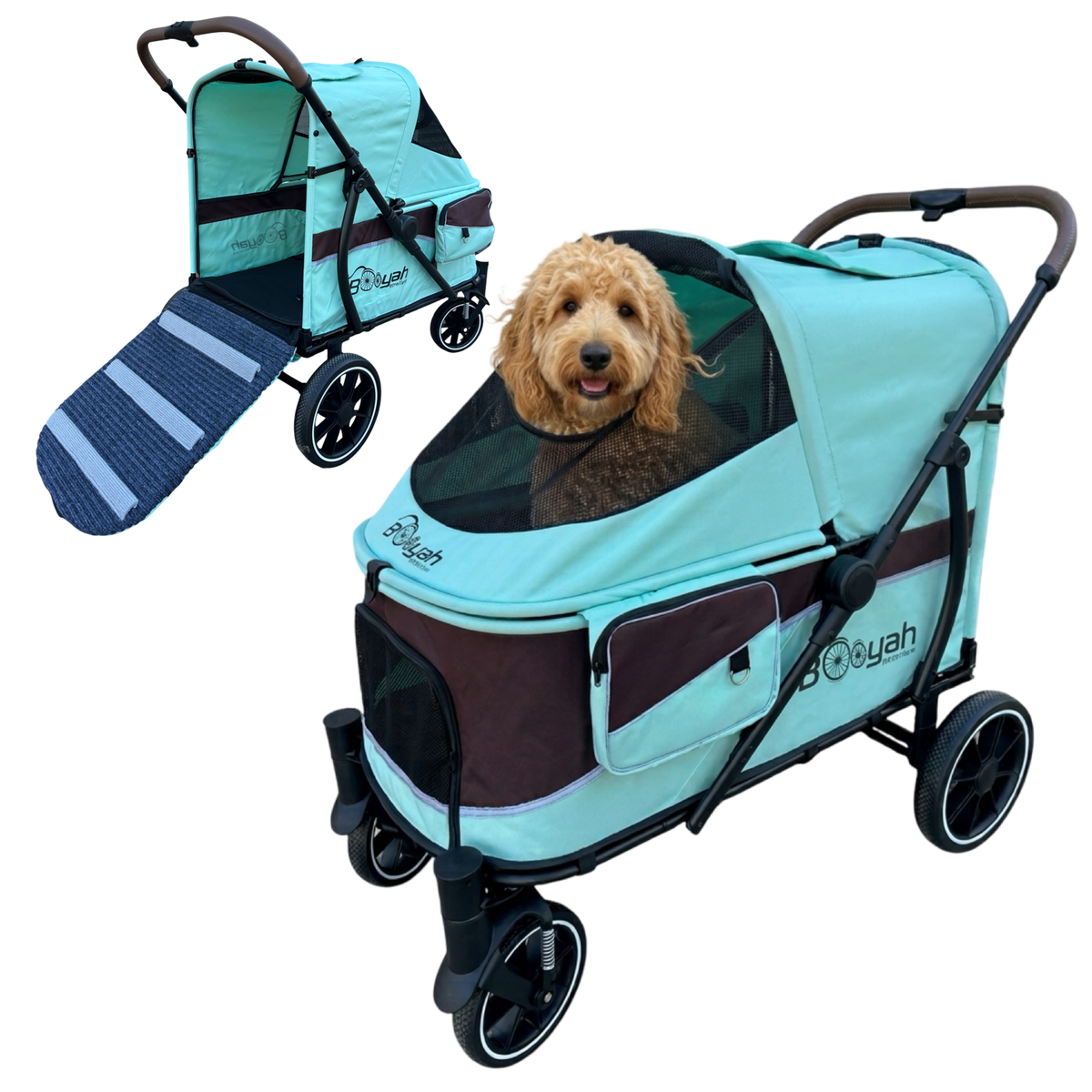 Large Pet Dog Stroller with walk up ramp and suspension.