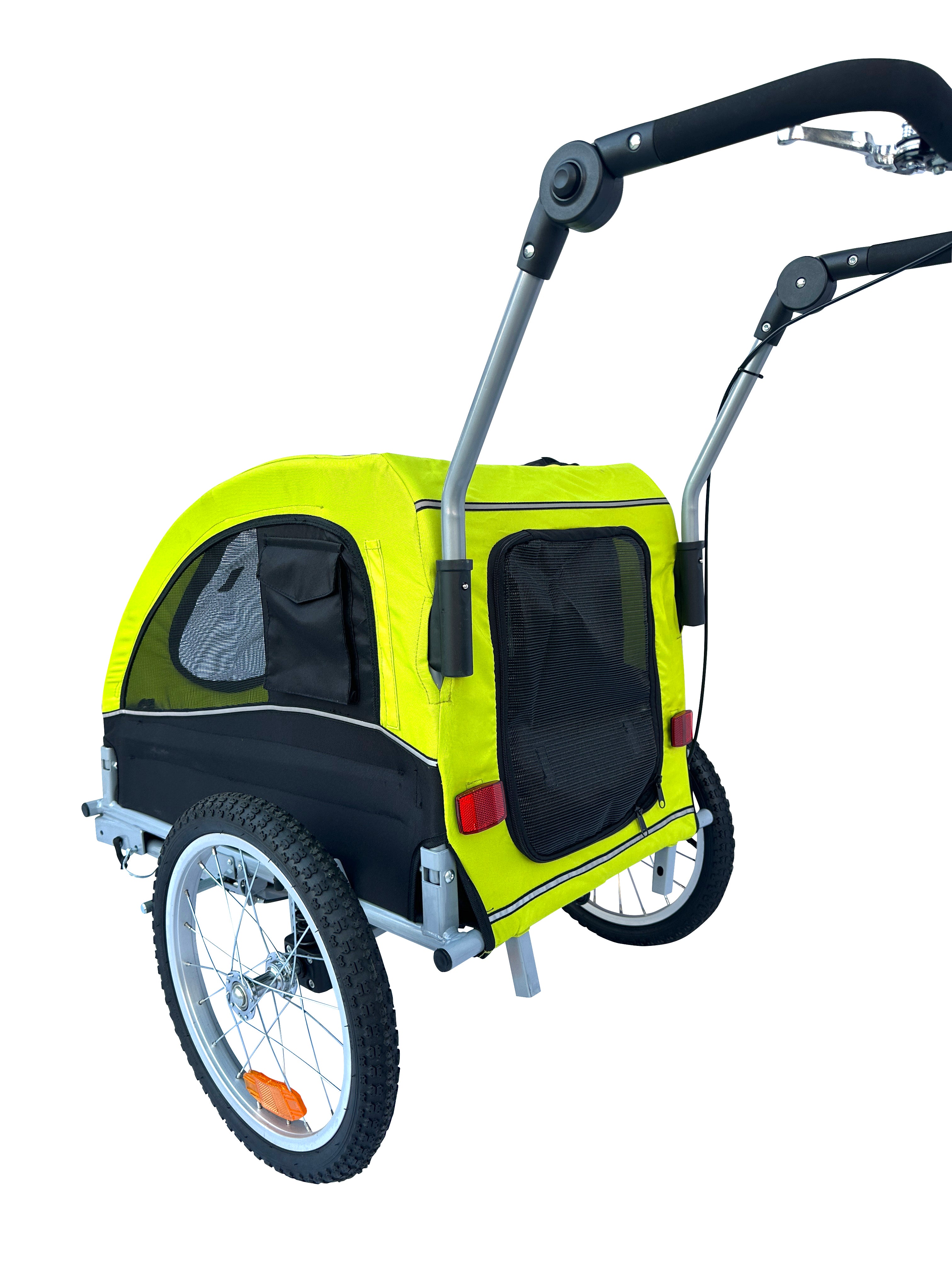 Booyah Medium Dog Stroller, Bike Trailer and Jogger Combo with Suspension - Florescent Green.