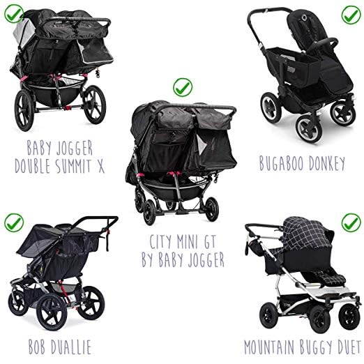 Split (bar in middle of handlebar) Double Stroller Cup Holder Organizer for Bob Duallie and Baby Jogger City Mini GT