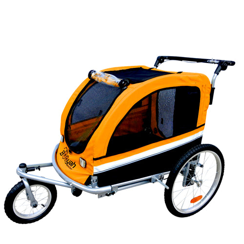 orange dog stroller Large Pet Stroller, Bike Trailer and Jogger with Suspension