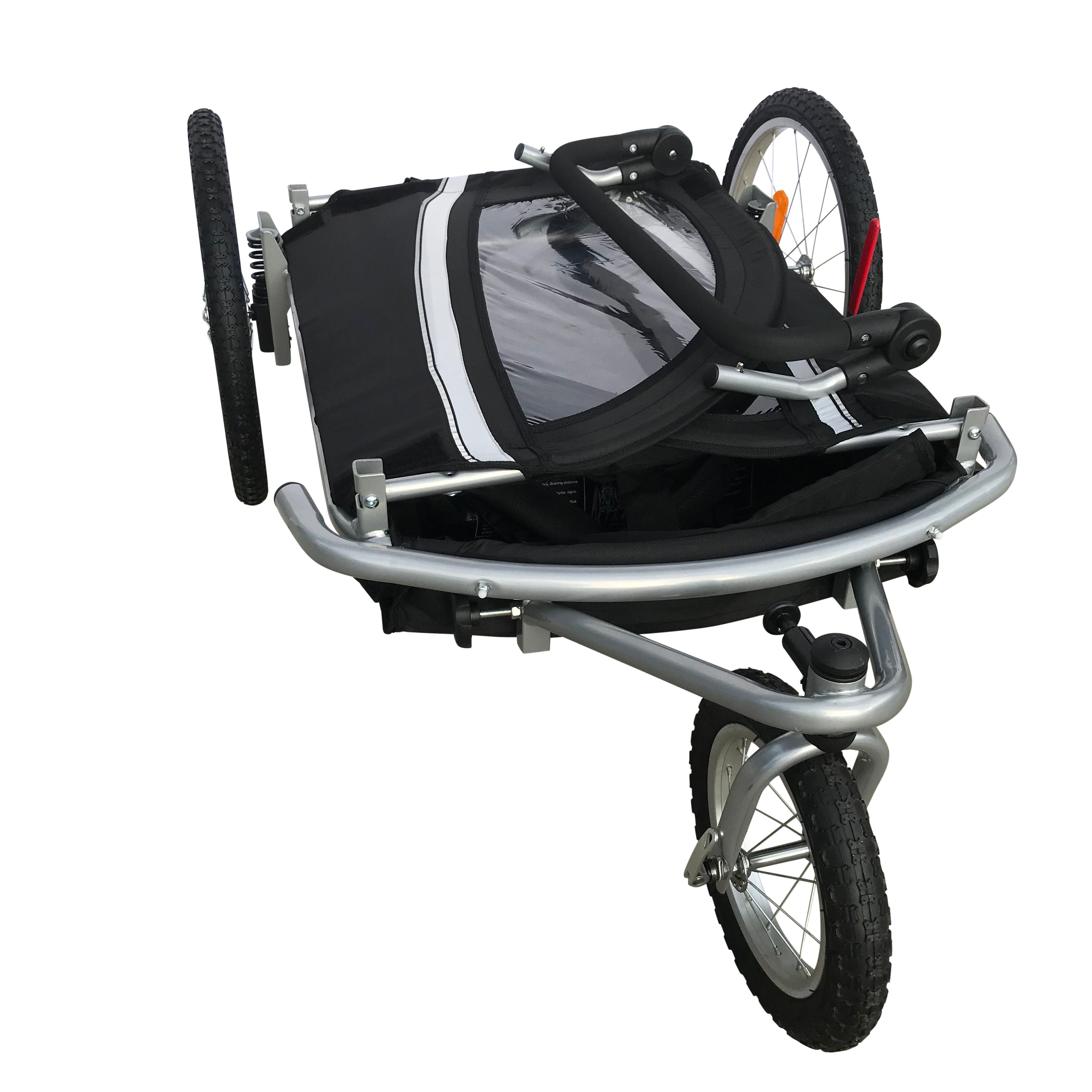 Booyah 3 in 1 Double Baby Bike Bicycle Trailer, Stroller and Jogger  – Red