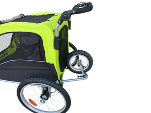 Large Pet Stroller and Trailer with Suspension - Fluorescent Green/Yellow.