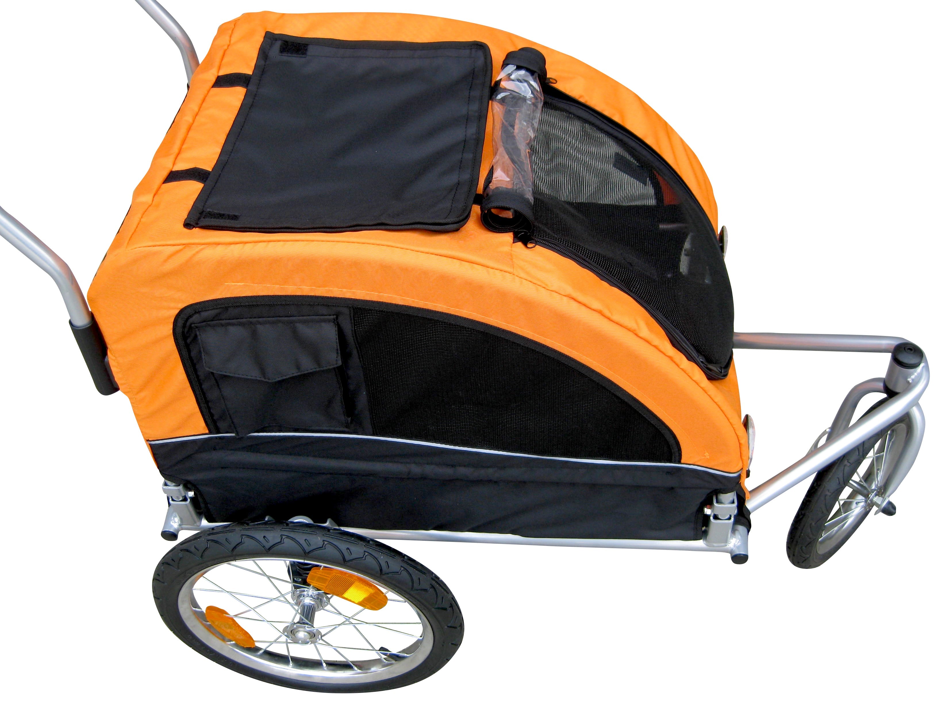Booyah Medium Dog Stroller, Bike Trailer and Jogger Combo with Suspension - Orange