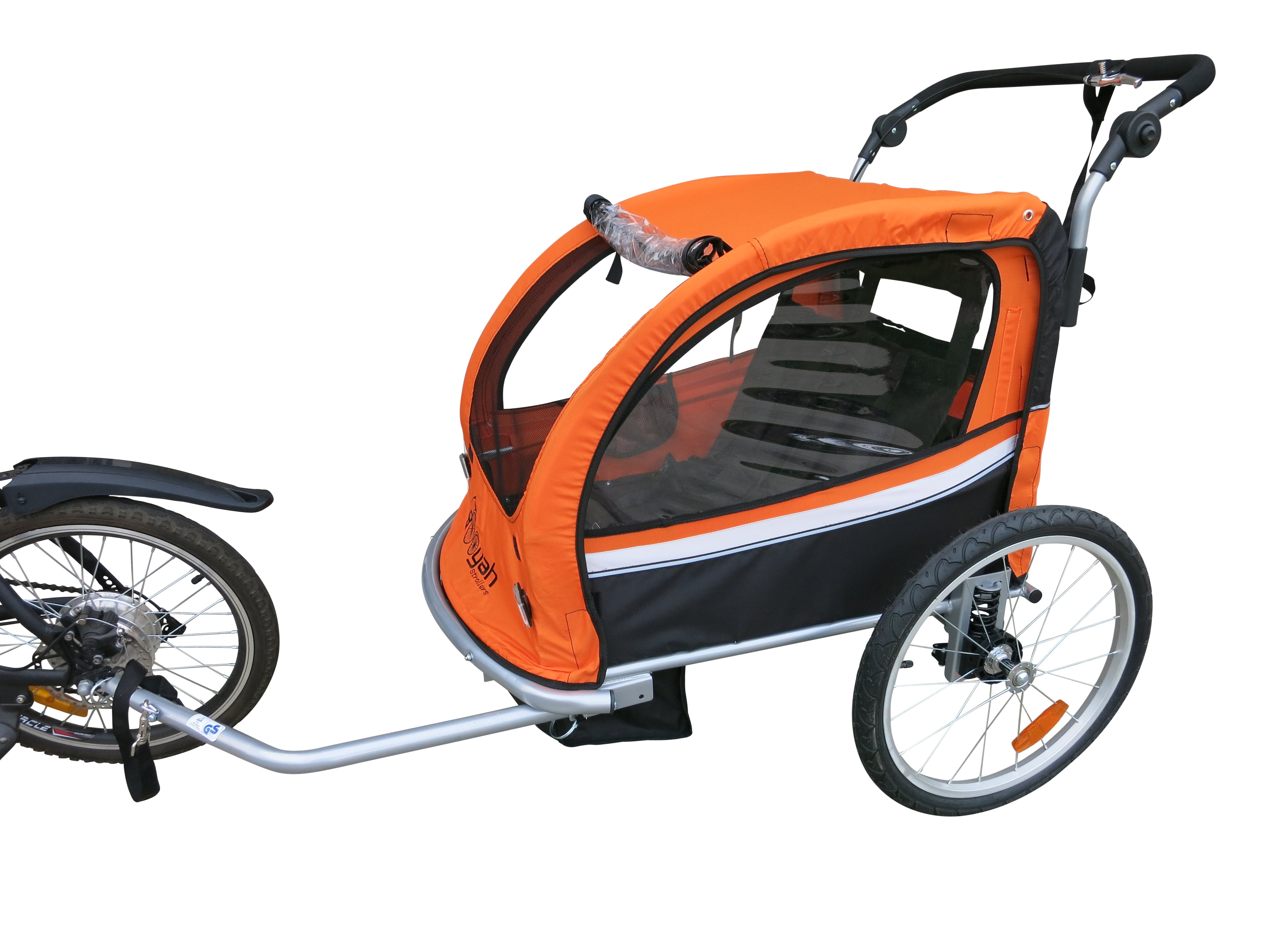 Booyah 3 in 1 Double Baby Bike Bicycle Trailer, Stroller and Jogger  – Red